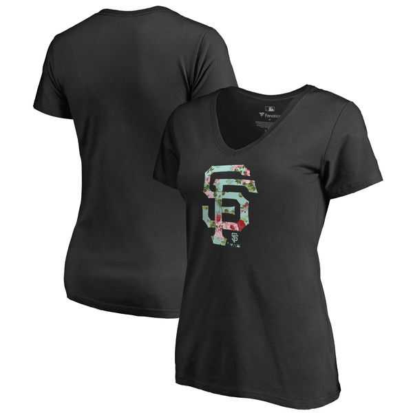 Women San Francisco Giants Fanatics Branded Lovely Plus Size V Neck T-Shirt Black Fyun